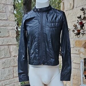 Tripp NYC Black Faux Leather Cotton Blend Moto Gothic Jacket Mens Small